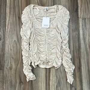 & Other Stories Beige Ruched Blouse